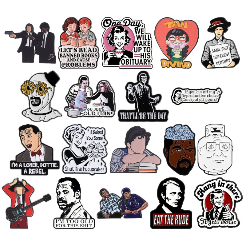Vintage Fashion Quotes - Pins de Esmalte de Personagens de
