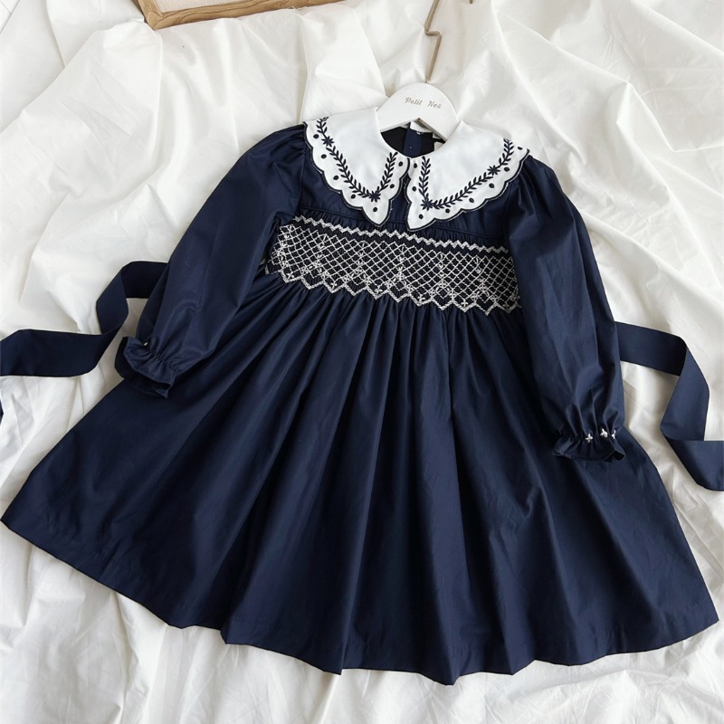Vintage Fashion La - Vestido Vintage Azul Escuro Bordado à